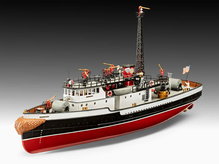Foto completa de la maqueta del barco bombero del puerto de Nueva York The Firefighter en escala 1:87 de Revell referencia 05197