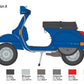 Decoración 1 de la maqueta de la moto italiana Vespa PX 125 o 150 en escala 1:9 de Italeri referencia 4645