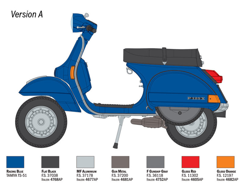 Decoración 1 de la maqueta de la moto italiana Vespa PX 125 o 150 en escala 1:9 de Italeri referencia 4645