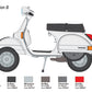 Decoración 2 de la maqueta de la moto italiana Vespa PX 125 o 150 en escala 1:9 de Italeri referencia 4645