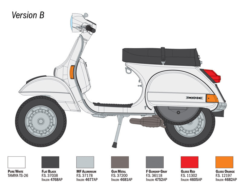 Decoración 2 de la maqueta de la moto italiana Vespa PX 125 o 150 en escala 1:9 de Italeri referencia 4645