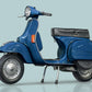 Foto con decoración azul de la maqueta de la moto italiana Vespa PX 125 o 150 en escala 1:9 de Italeri referencia 4645