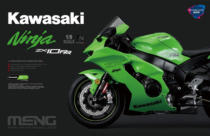 Portada de la caja de la maqueta de la moto Kawasaki ZX-10RR Ninja precoloreada en escala 1:9 de Meng referencia TS-008S