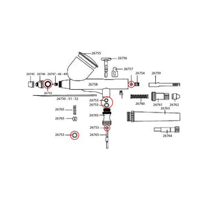Set completo de juntas tóricas referencia 26753 para aerógrafo Dismoer modelo D-102 