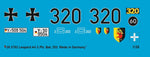 Set de calcas para tanque Leopard alemán en versión 2A4, en escala 1:35 de Peddinghuas Decals referencia 35 3783