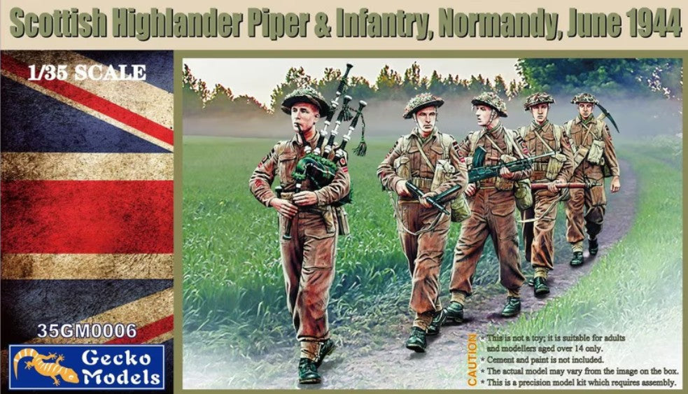 GECKO MODELS (1/35) Scottish Highlander Piper & Infantry Normandy, June 1944