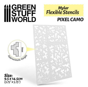 GREEN STUFF WORLD Plantillas Flexibles - Camuflaje de pixeles (9mm aprox)