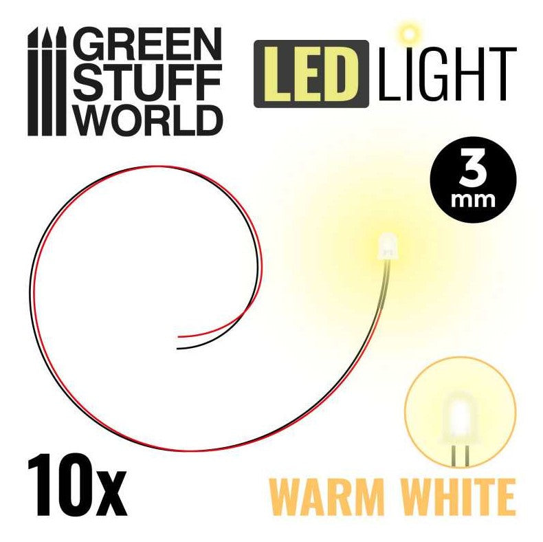 GREEN STUFF Luces LED BLANCO calido - 3mm