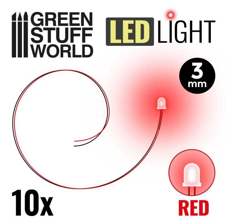 GREEN STUFF Luces LED ROJAS - 3mm