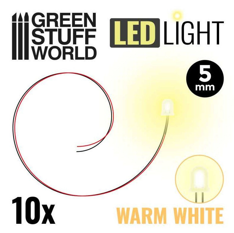 GREEN STUFF Luces LED BLANCO calido - 5mm
