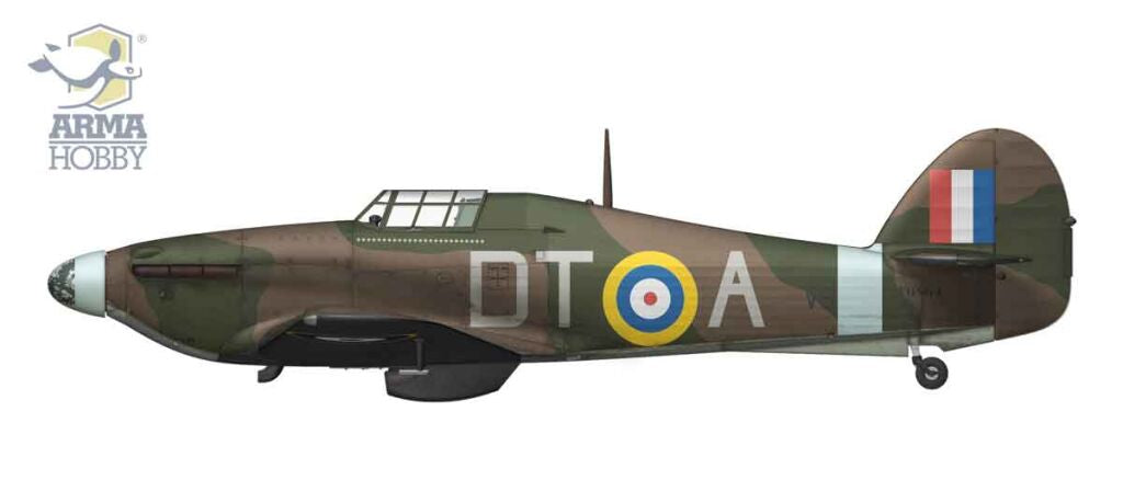 Decoración 2 de la maqueta del caza británico Hawker Hurricane Mk.I en escala 1:48 de Arma Hobby referencia 40015