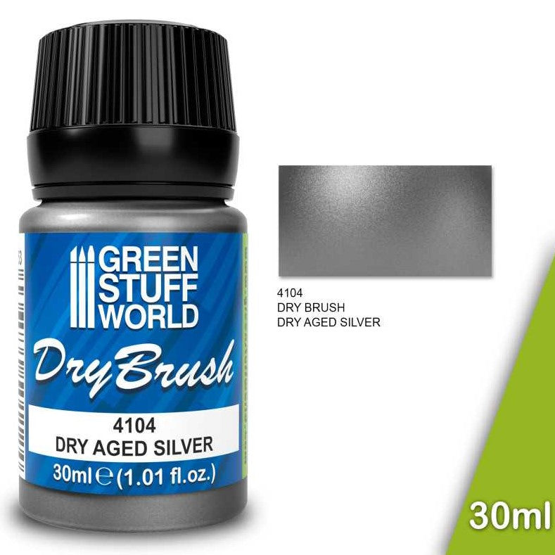 GREEN STUFF Pincel Seco Metálico - DRY COLORS - AGED SILVER (30ml)