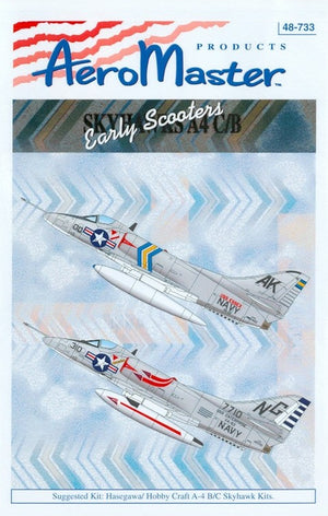 Portada de la hoja de calcas para A4 Skyahwak Early Scooters en escala 1:48 de Aeromaster referencia 48-733