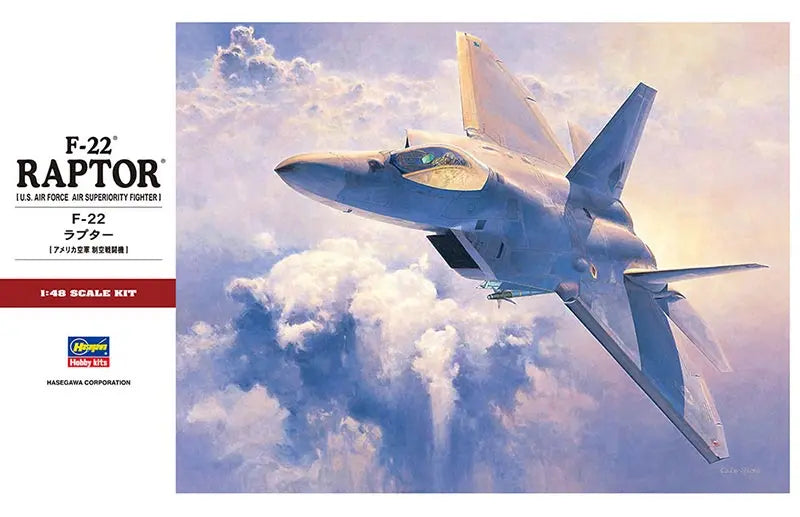 Portada de la caja de la maqueta del F-22 Raptor en escala 1:48 de Hasegawa referencia 07245 o PT45