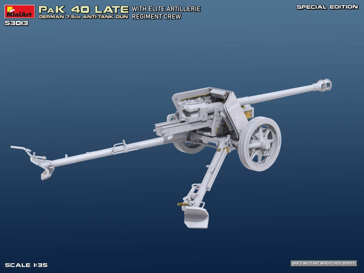 Vista trasera de la maqueta del cañón anticarro alemán PaK 40 en escala 1:35 de Miniart referencia 53013