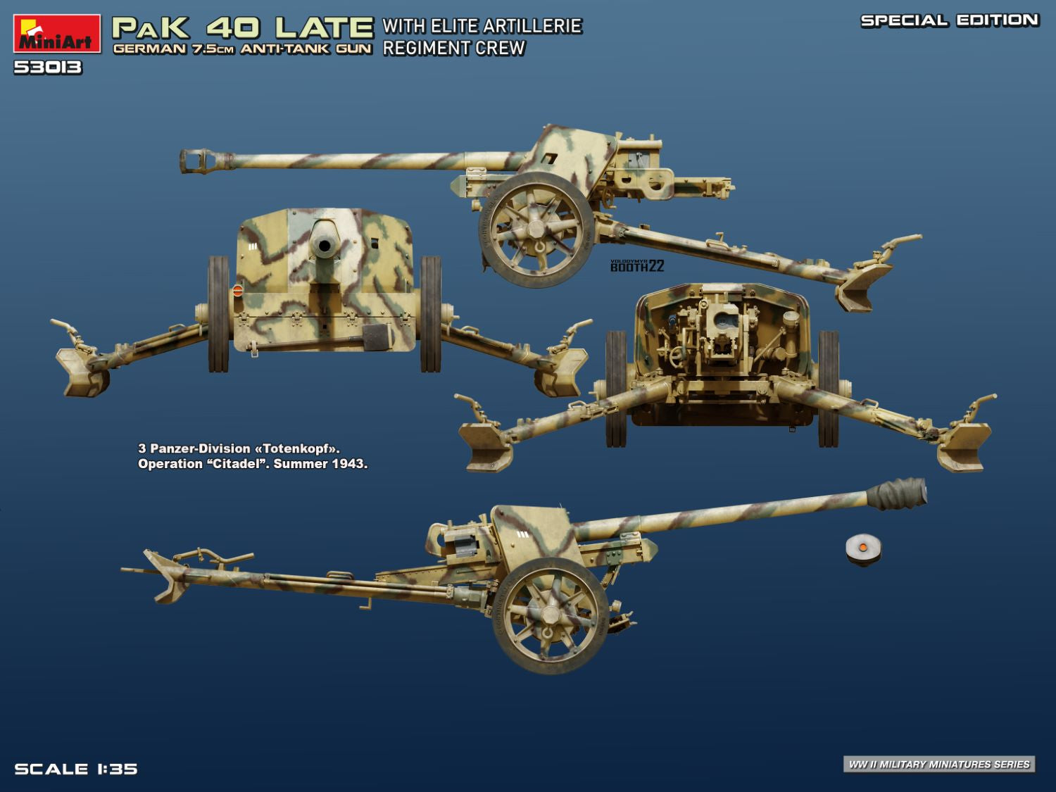 Decoración 2 de la maqueta del cañón anticarro alemán PaK 40 en escala 1:35 de Miniart referencia 53013