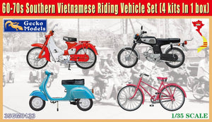 Set de 3 motos y una bici en escala 1:35 como los que se usaban en Vietnam durante los 60-70 de Gecko Models referencia 35GM0133