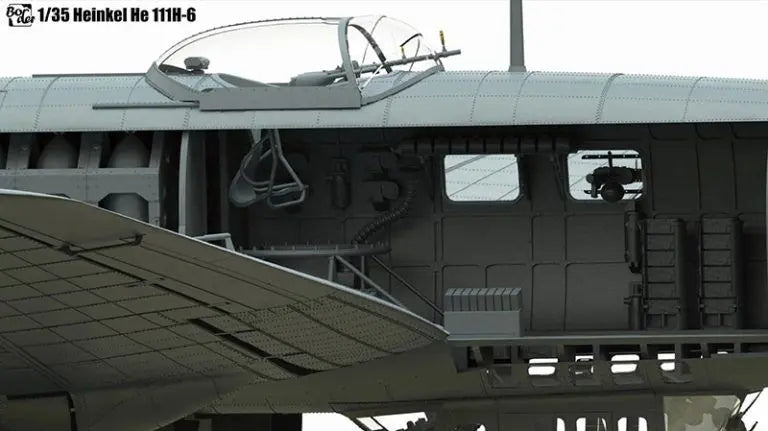 Foto del interior del fuselaje de la maqueta del bombardero alemán He 111H-6 en escala 1:35 de Border Model referencia BF-018