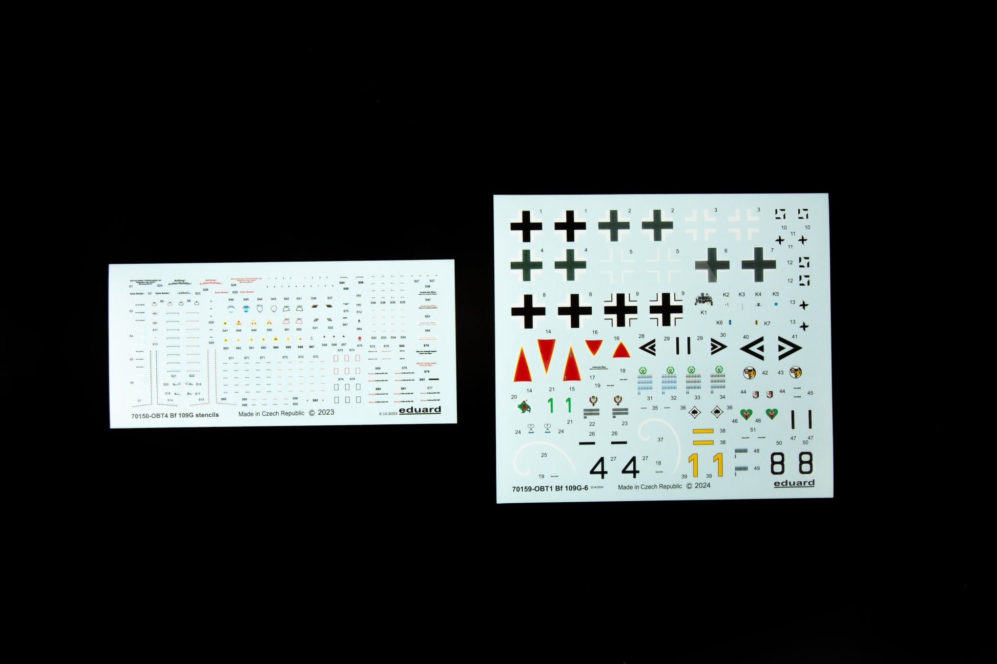 Calcas de la maqueta del caza alemán Bf-109 en versión G-6 de Edurad referencia 70159