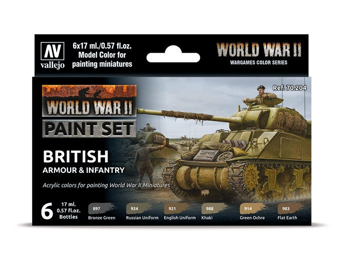 VALLEJO Model Color Set: WWII British Armour & Infantry (6 colores)