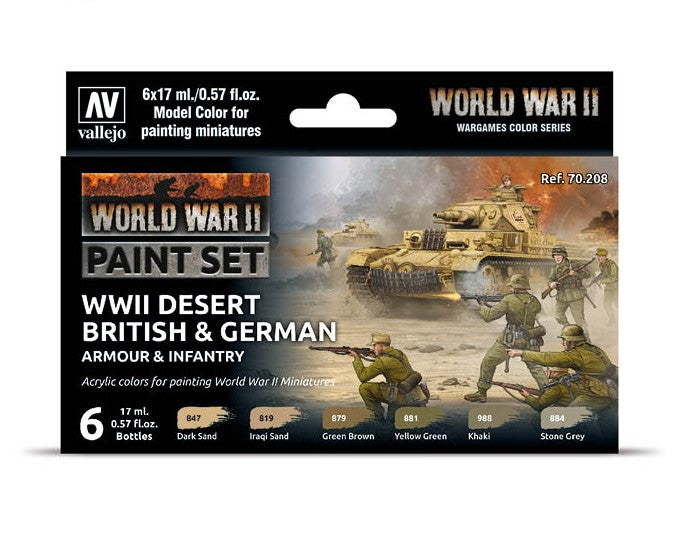 VALLEJO Model Color Set: WWII Desert British & German Armour & Infantry (6 colores)