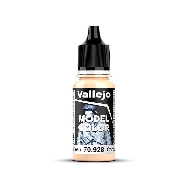 Bote de pintura de 18ml de Vallejo color Carne Clara de la Gama Model Color referencia 70928