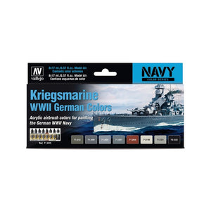 Set de 8 colores para barcos alemanes de la Kriegsmarine de Vallejo Model Air referencia 71615