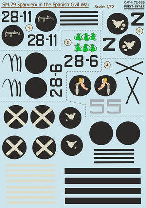 Calcas para aviones SM-79 en escala 1:72 de la Legión Cóndor de Print Scale referencia 72-388