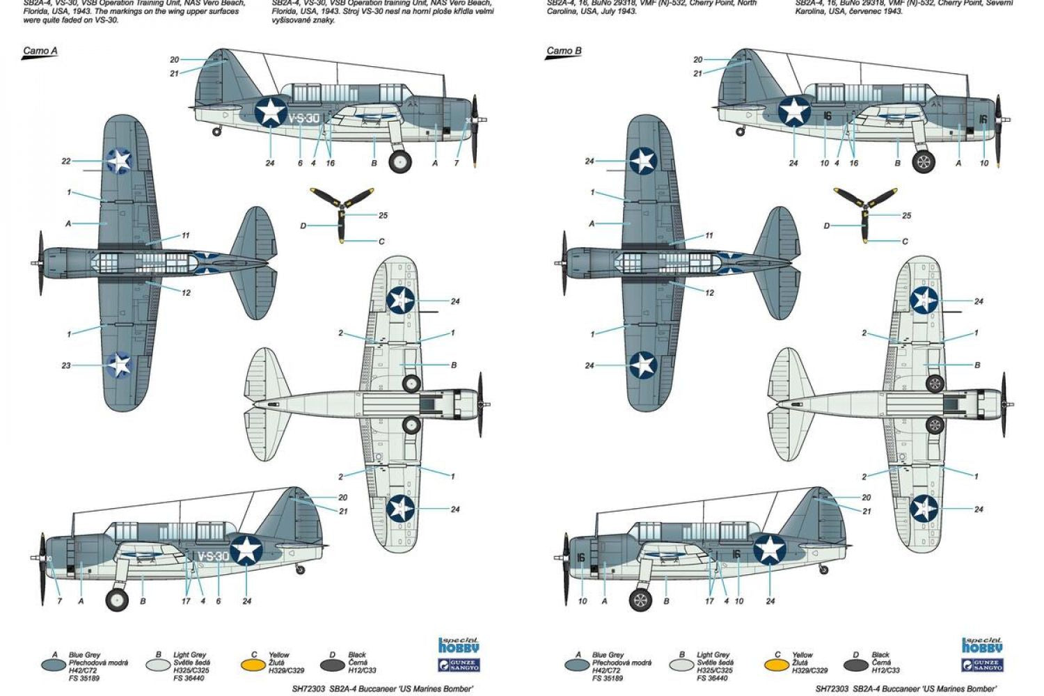 Decoraciones 1 de la maqueta del SB2 A-4 Buccaneer en escala 1:72 de Special Hobby referencia 72303