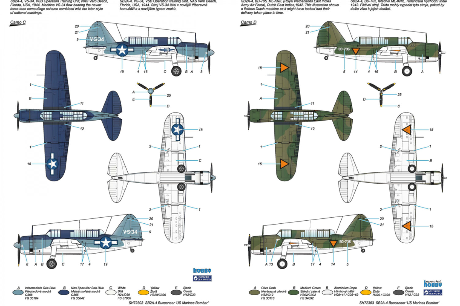 Decoraciones 2 de la maqueta del SB2 A-4 Buccaneer en escala 1:72 de Special Hobby referencia 72303