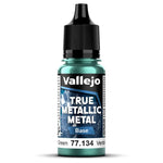 Bote de pintura de 18ml de color Base Verde Sombrío de la gama de pintura True Metallic Metal de Vallejo referencia 77134
