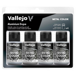 Set de 4 botellas de 32ml de colores Aluminio Dope de 32ml de Vallejo referencia 77603