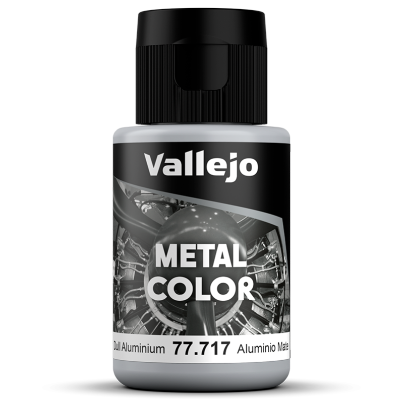 Bote de pintura metálica color aluminio mate de Vallejo referencia 77717