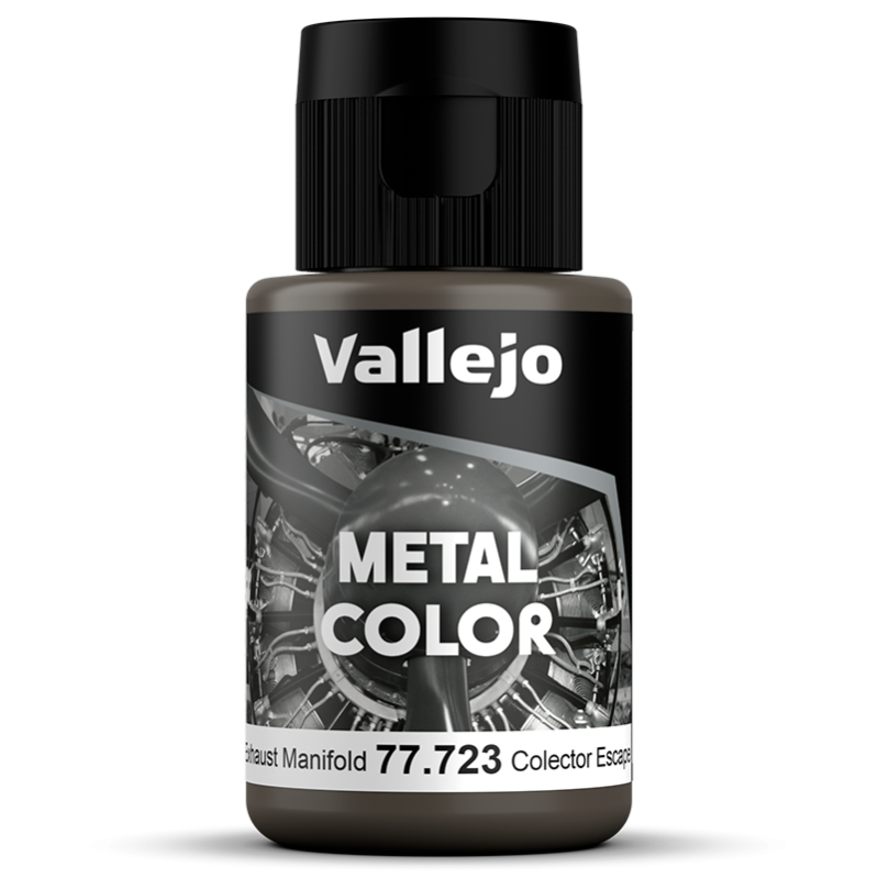 Bote de pintura metálica color colector escape de Vallejo referencia 77723