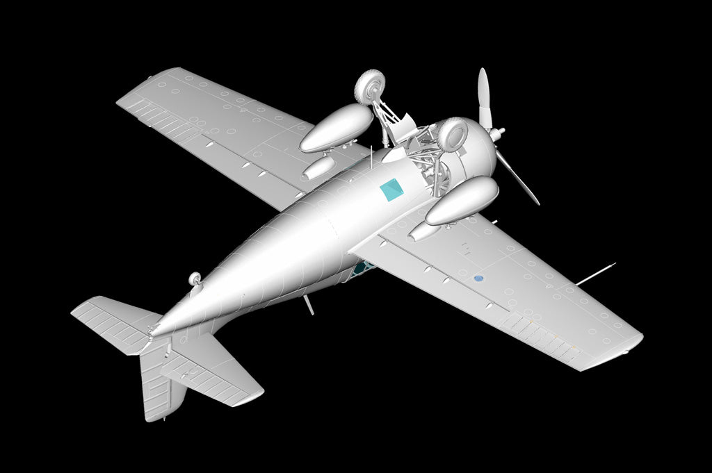 Foto inferior del caza americano F4F-3 Wildcat versión final en escala 1:48 de Hobby Boss referencia 80327