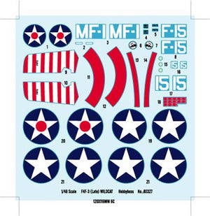Calcas de la maqueta del caza americano F4F-3 Wildcat versión final en escala 1:48 de Hobby Boss referencia 80327