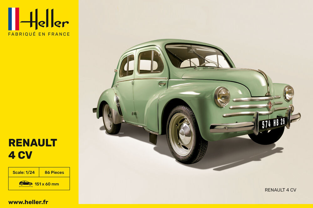 Portada de la caja de la maqueta del utilitario francés Renault 4L CV en escala 1:24 de Heller referencia 80762