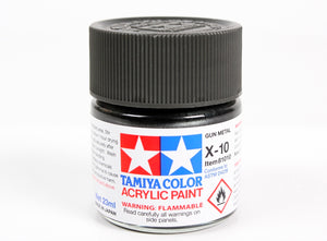 Bote de pintura de 23ml de color gun metal  brillante de Tamiya referencia X-10
