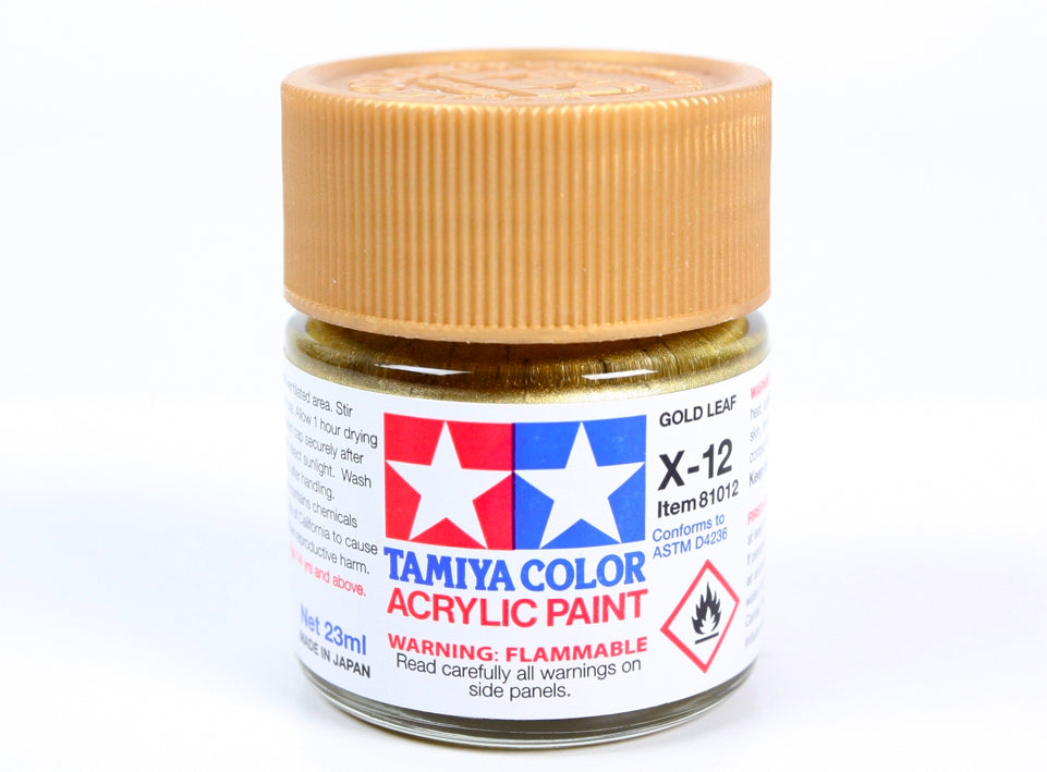Bote de pintura de 23ml de color oro brillante de Tamiya referencia X-12