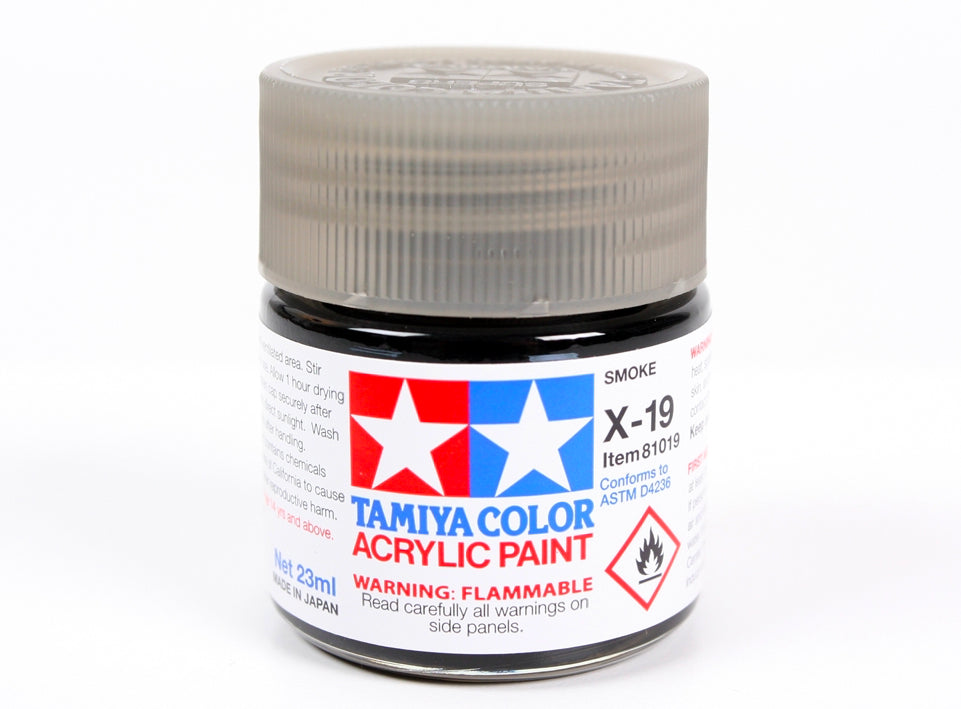Bote de pintura de 23ml de color humo de Tamiya referencia X-19