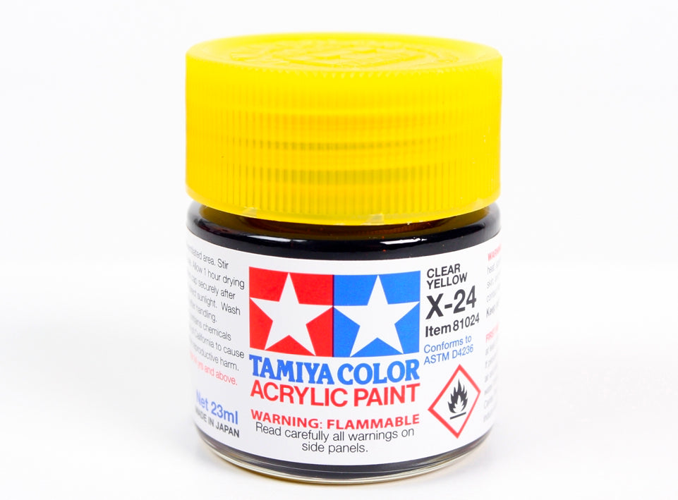 Bote de pintura de 23ml de color amarillo transparente brillante de Tamiya referencia X-24
