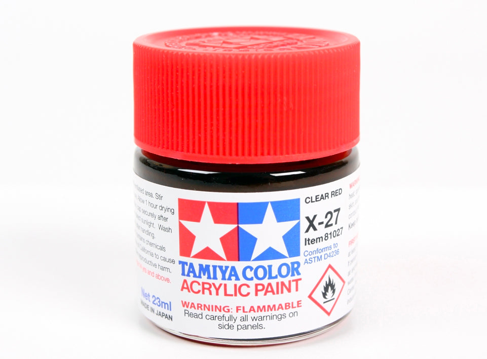 Bote de pintura de 23ml de color Rojo transparente brillante de Tamiya referencia X-27