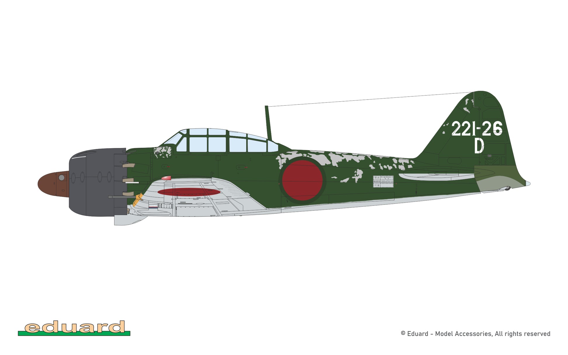 Esquema de camuflaje 3 de la maqueta del caza A6M5 Tipo 53a en escala 1:48 de Eduard referencia 482216
