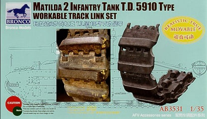 BRONCO (1/35) Char d'infanterie Matilda 2 T.D.  Ensemble de maillons de chenille fonctionnels de type 5910