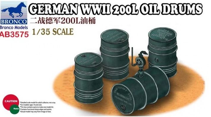 BRONCO (1/35) German WWII 200L Oil Drums