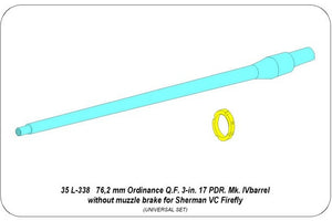 ABER (1/35) 76,2 mm Ordinance Q.F. 3-in. 17 PDR. Mk. IV barrel without muzzle brake for Sherman VC Firefly