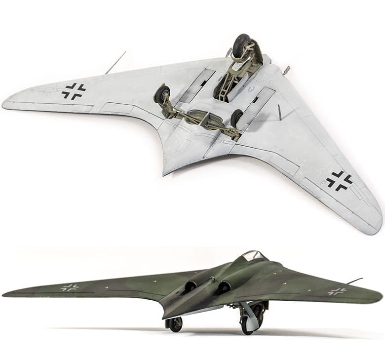 Foto de la maqueta del avión alemán Horten Ho 229 en escala 1:72 de Academy referencia 12583