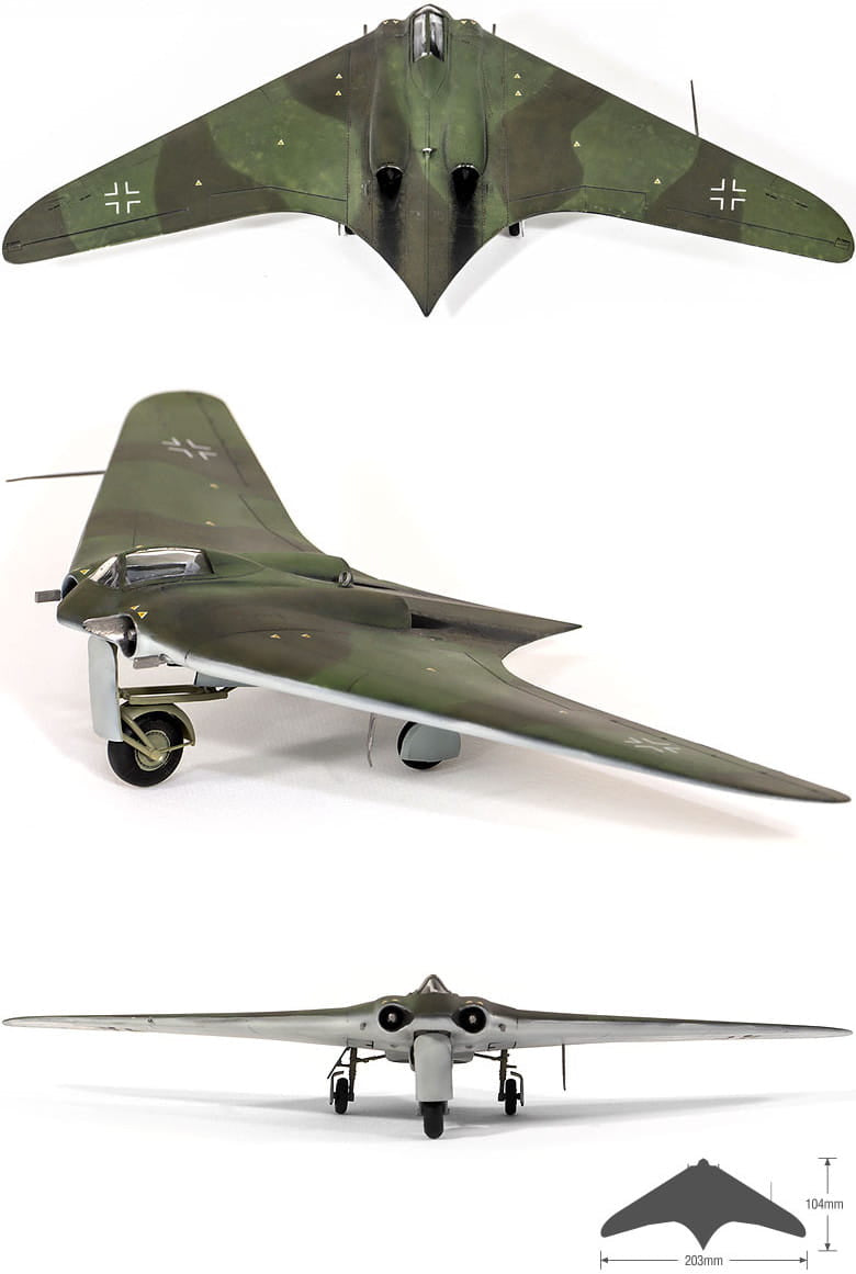 Foto 2 de la maqueta del avión alemán Horten Ho 229 en escala 1:72 de Academy referencia 12583