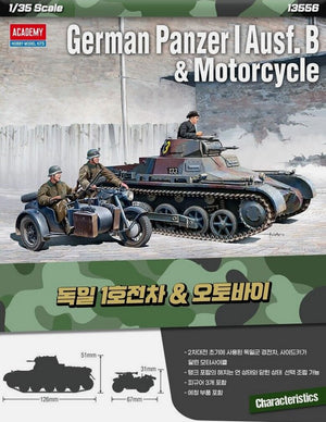 ACADEMY (1/35) German Panzer I Ausf. B & Motorcycle