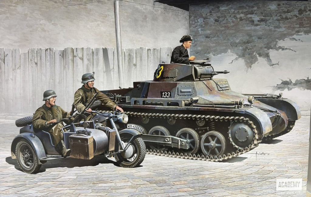 ACADEMY (1/35) German Panzer I Ausf. B & Motorcycle